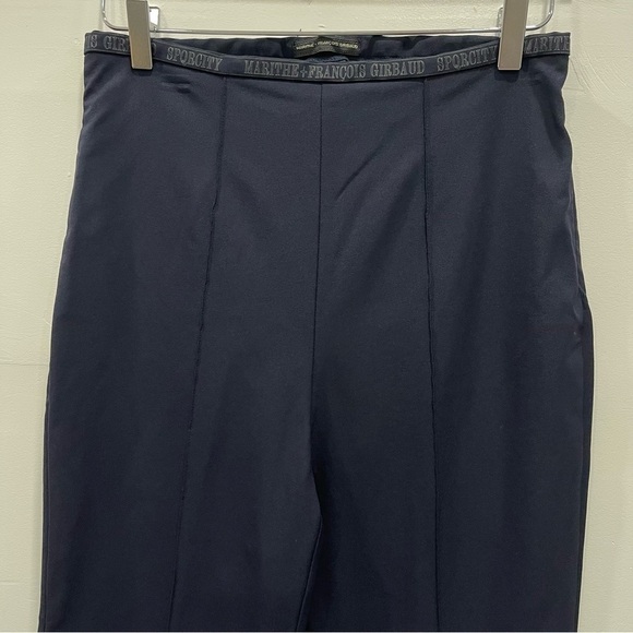 Marithe Francois Girbaud Logo Waistband Navy Straight Leg Trouser Pants Size 32 - Picture 3 of 8